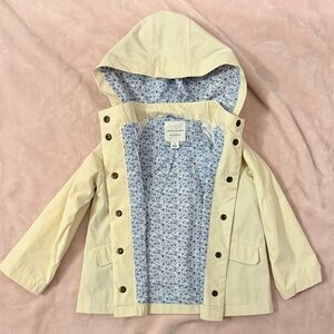 Janie and Jack Cream Raincoat with Blue Floral Lining
